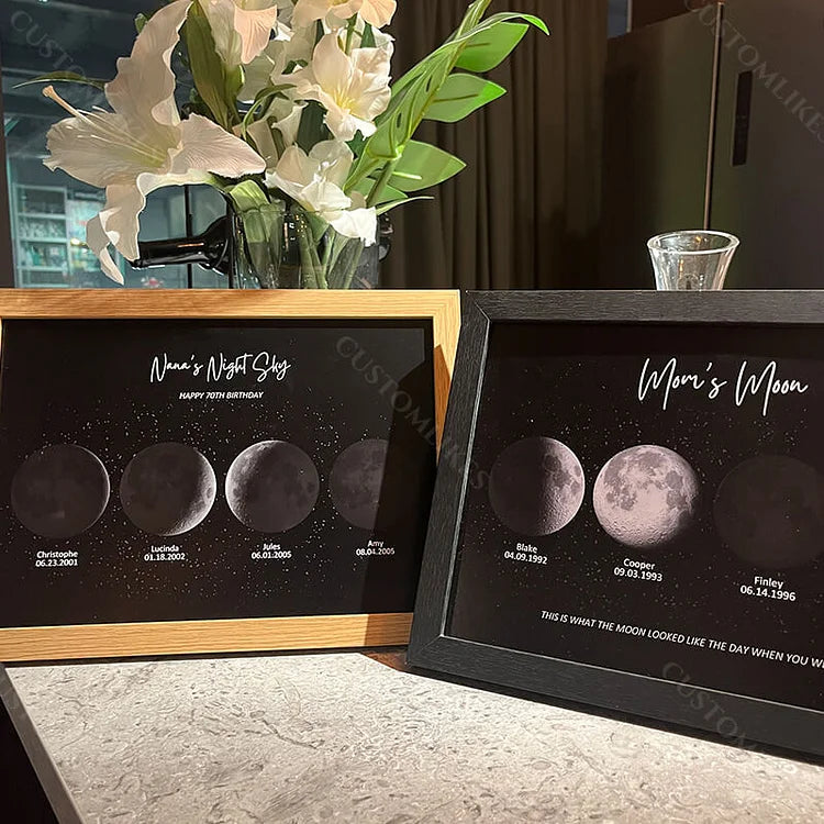 Custom Moon Phase Wood Photo Sign For Mother's Day Gift
