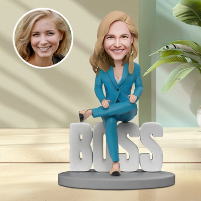 Domineering Lady Boss WORLD BEST BOSS Custom Bobblehead with Engraved Text