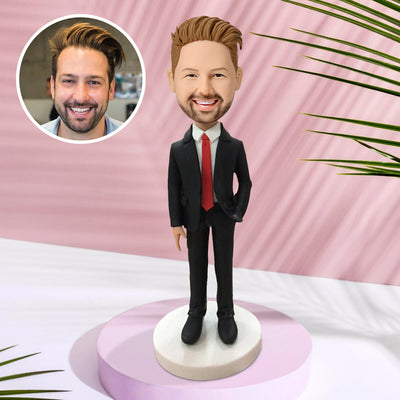 Business Gift Male Executive In Red Tie Custom Bobblehead