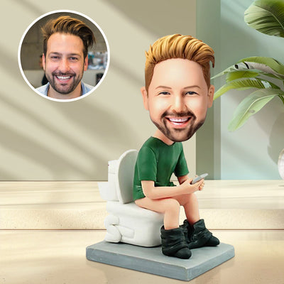 The Man On The Toilet Custom Bobblehead With Engraved Text Father's Day Gifts
