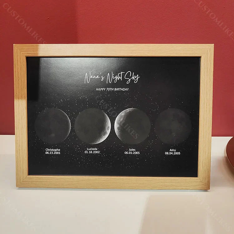 Custom Moon Phase Wood Photo Sign For Mother's Day Gift