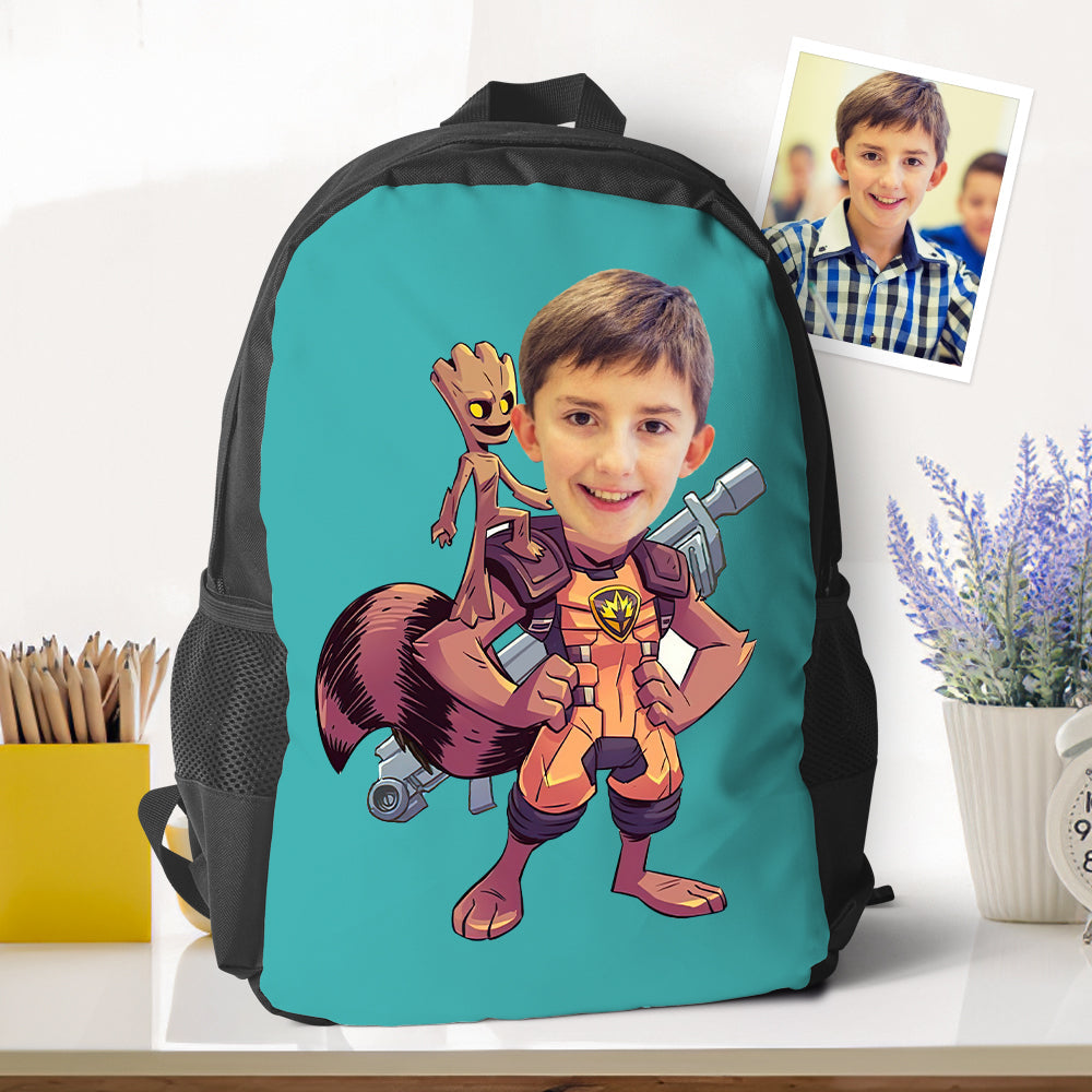 Custom Picture Rocket Racoon  Backpacks Minime School Bookbags Back To School Gifts For Boys Unique Gifts