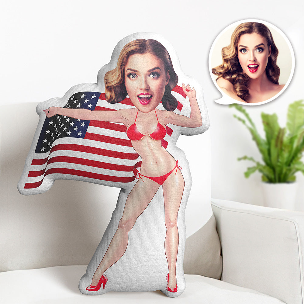 Custom Photo Face Pillow Doll Face Body Pillow Personalized Doll American Flag Bikini Face Pillow