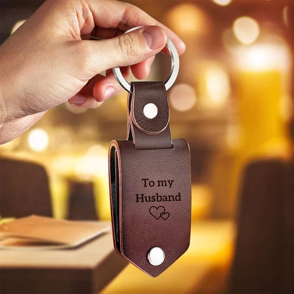 Custom Leather Photo Text Keychain Anniversary Gift For Christmas Gifts