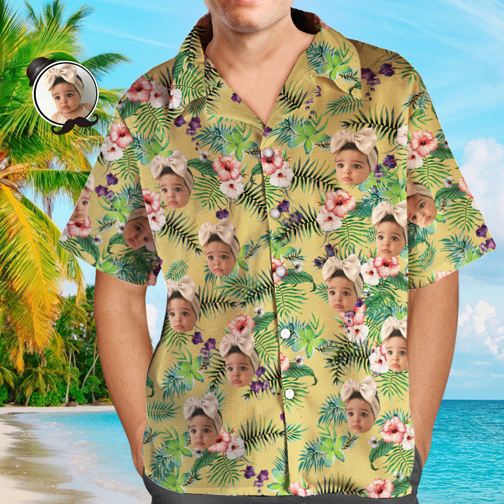 Birthday Idea for Men Custom Face Hawaiian Shirt Flowers