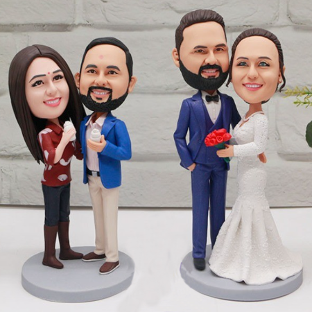2 Person Fully Body Customizable Bobblehead With Text Gift For Couple/Brothers/Sister