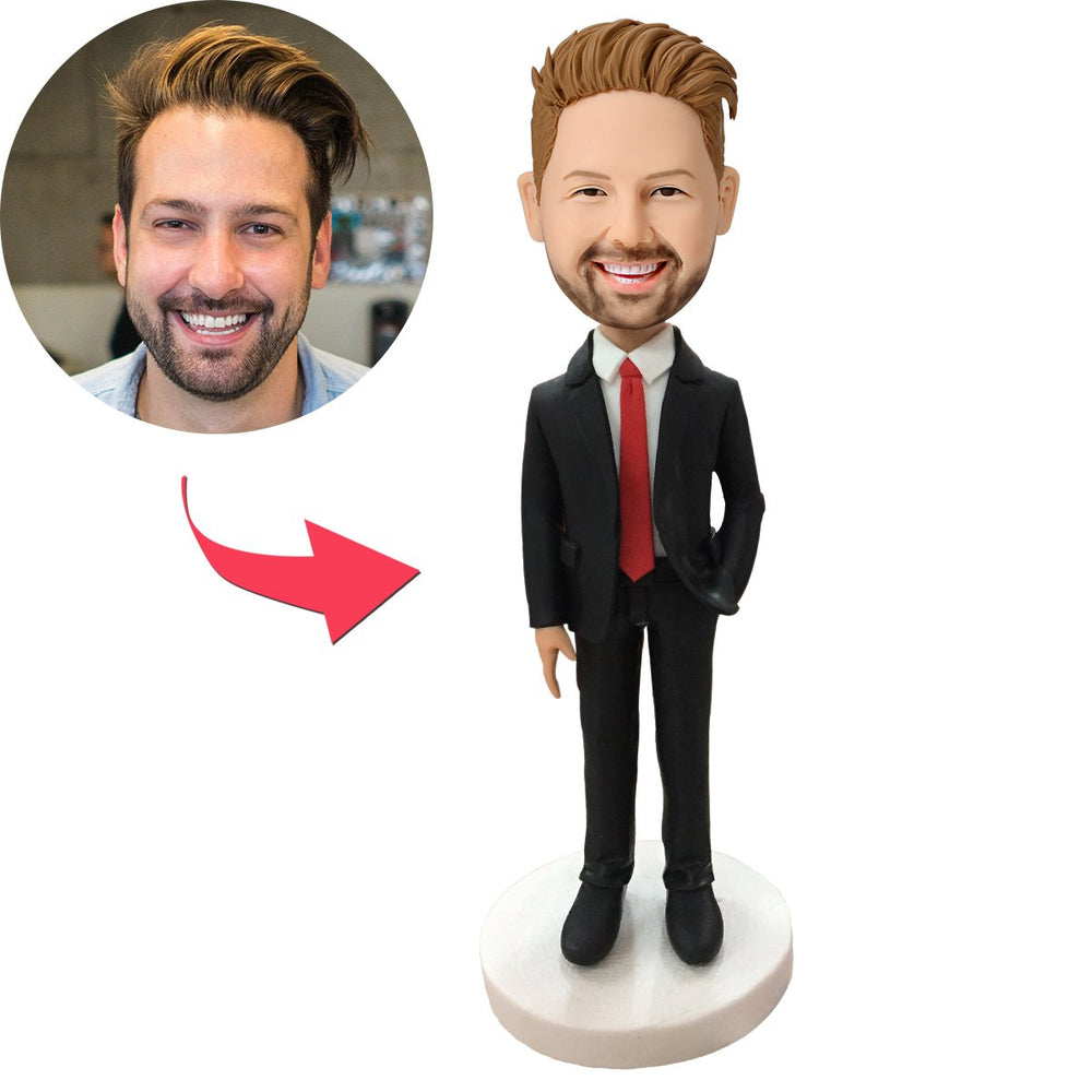 Custom Bobblehead Businessman In Red Tie Father's Day Gift Ideas