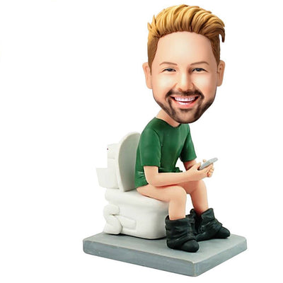 The Man On The Toilet Custom Bobblehead With Engraved Text Father's Day Gifts