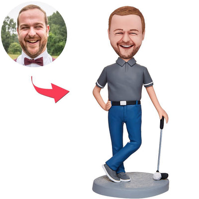Cool Golfer Male Custom Bobbleheads With Engraved Text Personalized Father's Day Gifts