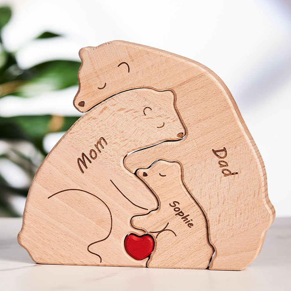 Custom Names Wooden Bears Family Puzzle Gift for Family