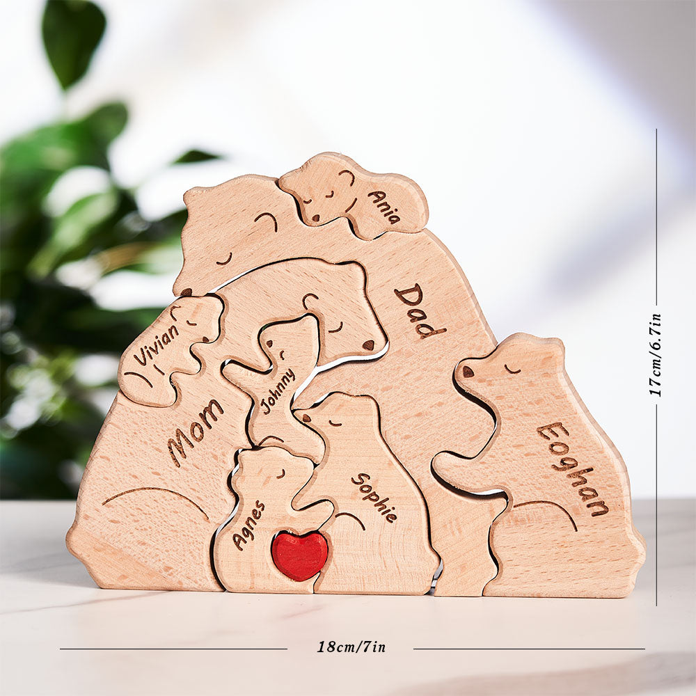 Custom Names Wooden Bears Family Puzzle Gift for Family