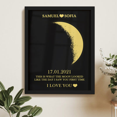 Custom Moon Phase Frame Moon Phase Wall Decor Wooden Lunar Print Art Frame with Your Text