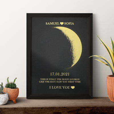 Custom Moon Phase and Names Wooden Frame with Your Text Custom Couple Art Frame Best Gift