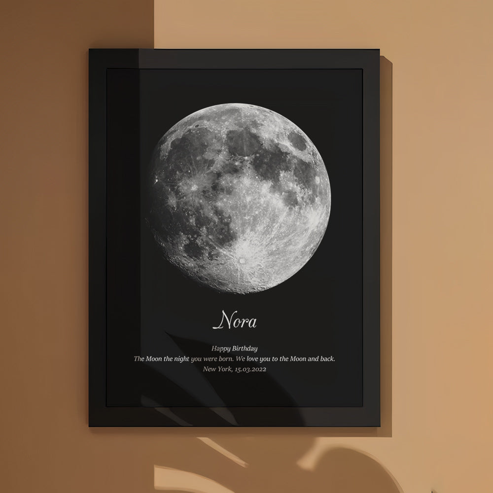 Custom Moon Phase Wooden Frame with Personalized Name and Text