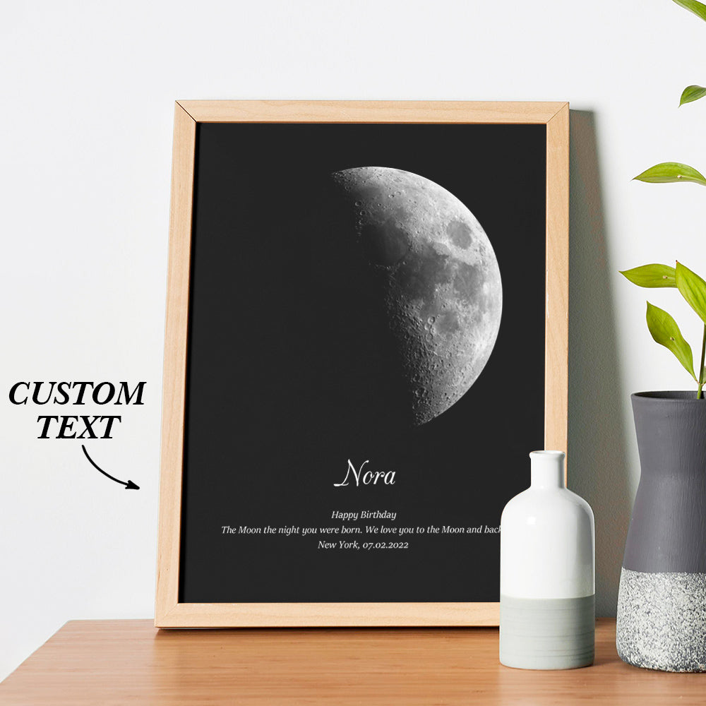 Custom Moon Phase Wooden Frame with Personalized Name and Text
