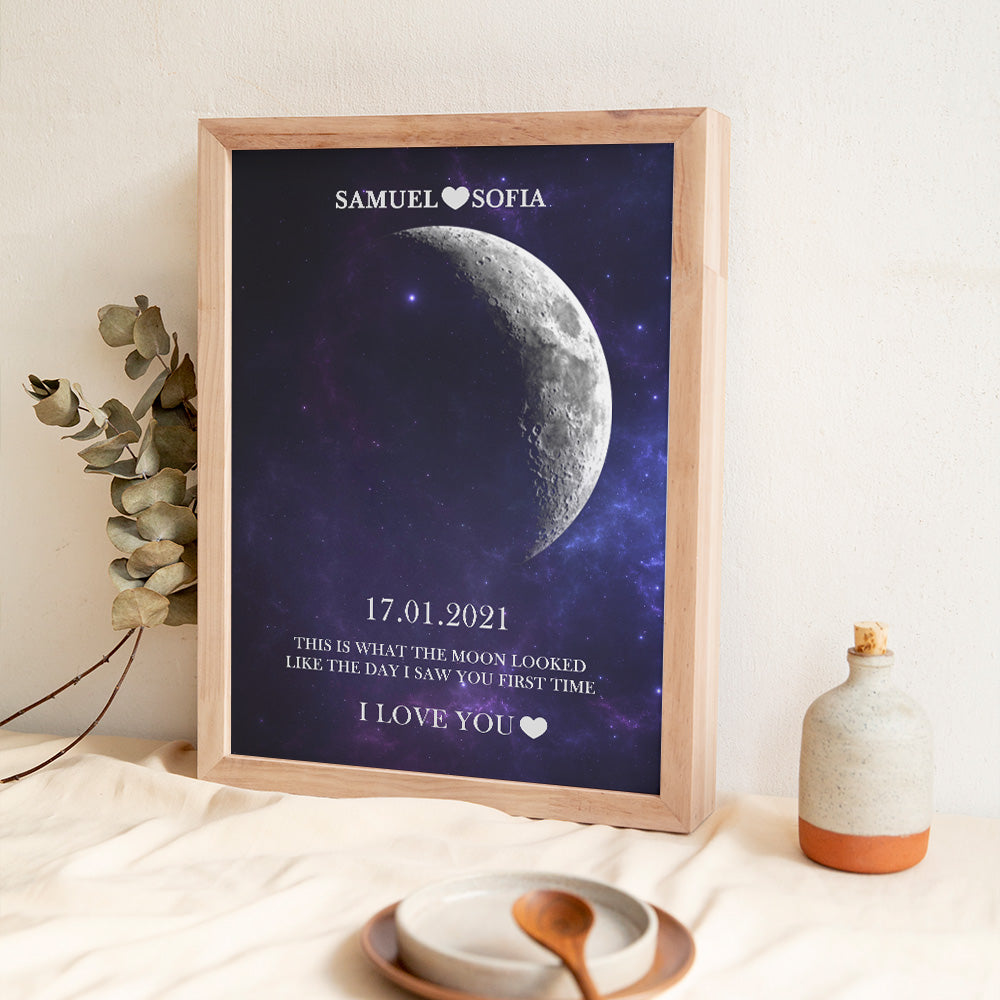 Custom Moon Phase Print Frame Anniversary Gifts for Her