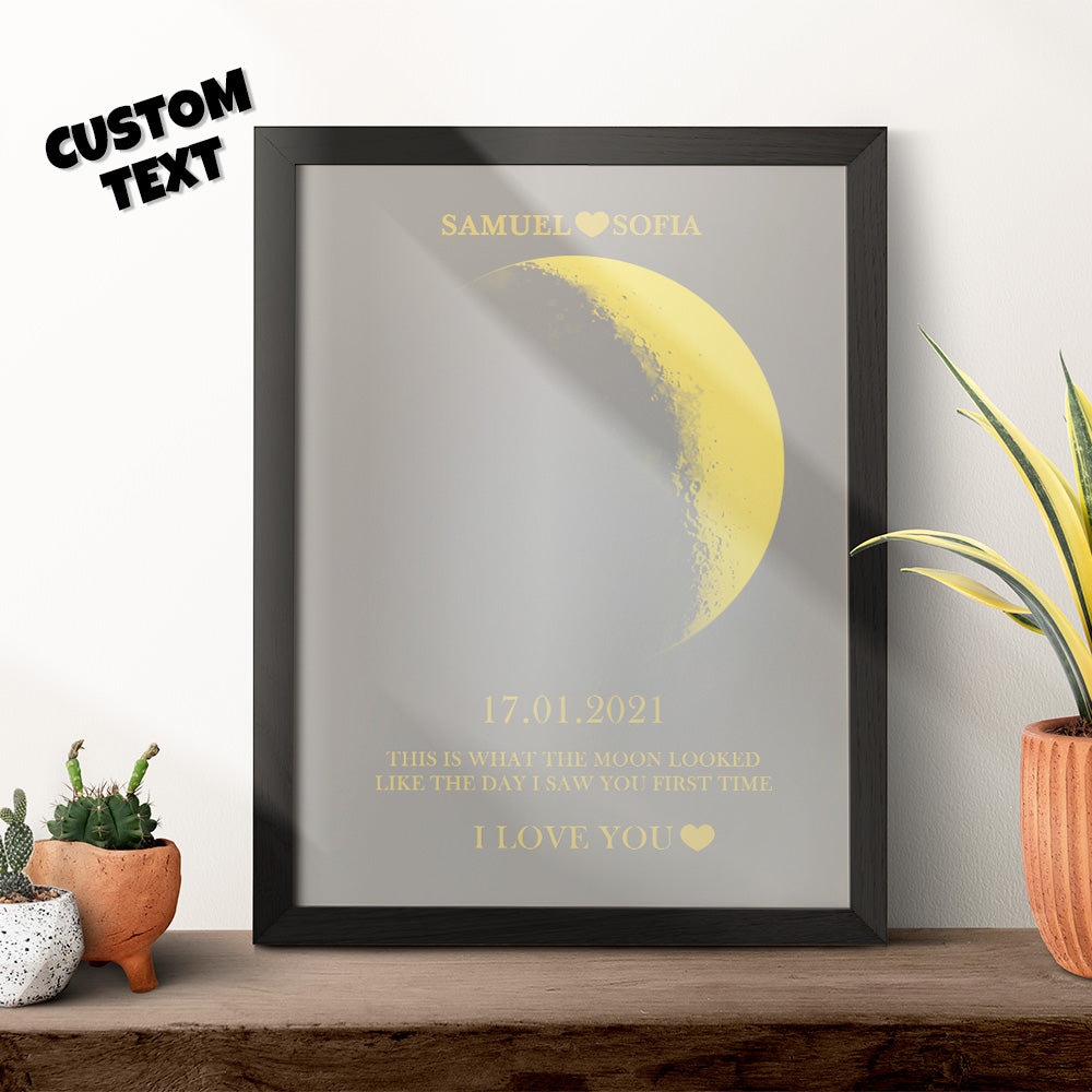 Custom Moon Phase Gold Print Frame Gifts for Birthday and Anniversary