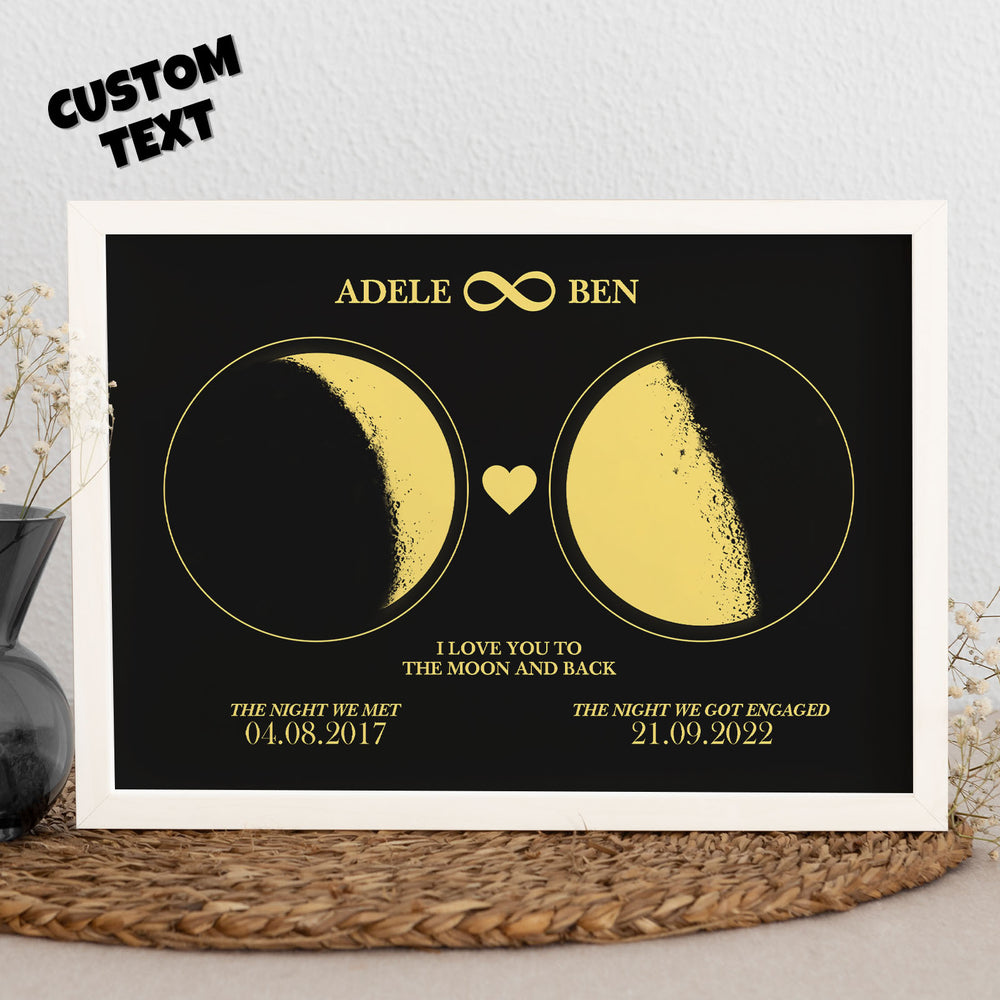 Custom Moon Phase Custom Couple Art Frame 2 Moon Phases Design