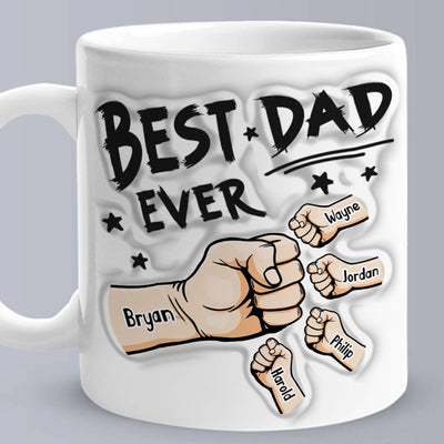 Father's Day Gifts Custom 1-6 Kids Personalized Names 3D Inflated Effect Printed Coffee Mug You are My Best Dad - mysiliconefoodbag