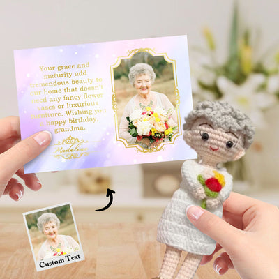 Custom Crochet Doll from Photo Handmade Look alike Dolls with Personalized Name Card Birthday Gifts for Grandma