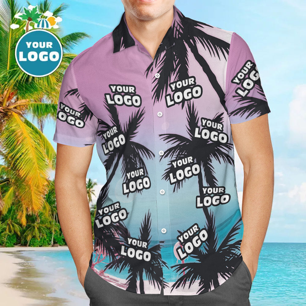 Gift for Him Custom Face Hawaiian Shirt All Over Print Beach Style Coconut Trees Anniversary Gift