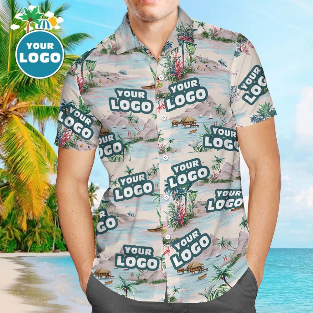 Personalized  Hawaiian Shirt With Faces  for Men Custom Face Hawaiian Shirt All Over Print With Landscape Pattern