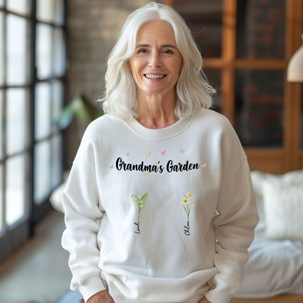 Custom Grandma's Garden Sweatshirt Personalized Birth Flower Mother's Day Sweatshirt Mother's Day Gift
