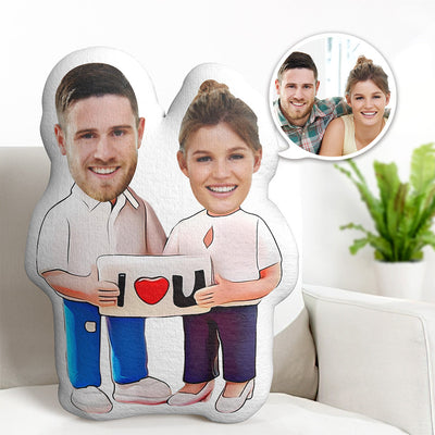 Valentine's Day Gifts  Custom Q Version Couple Minime Pillow Personalized I Love You Figure Photo Minime Pillow