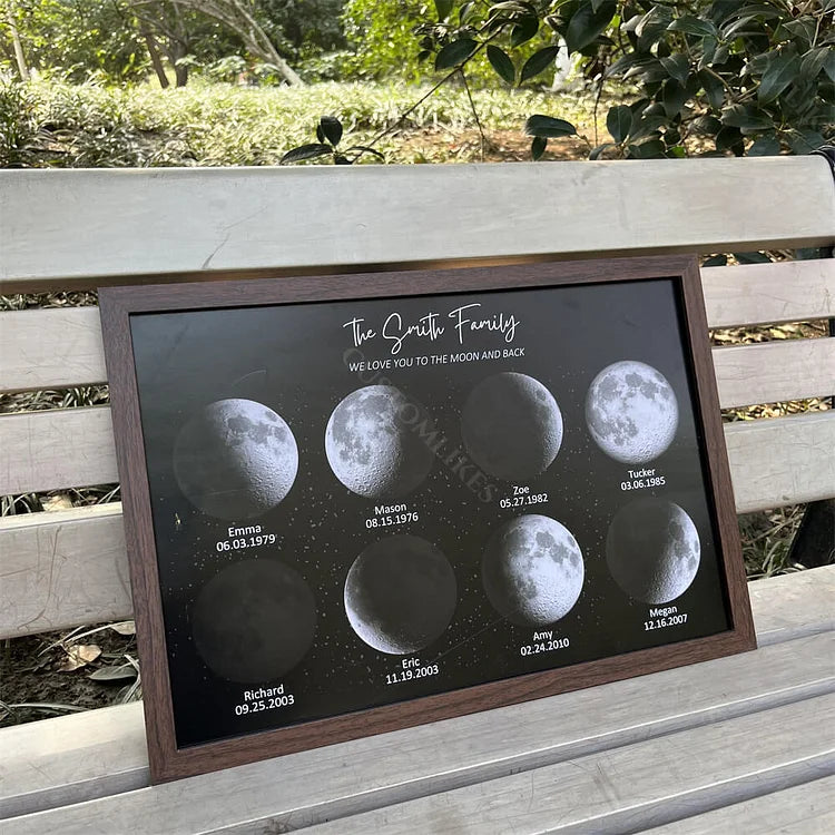 Birthday Gifts Personalized Family Moon Phase Wood Frame