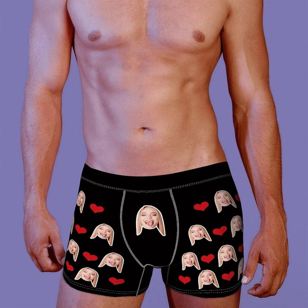 Men's Custom Face Boxer Shorts, Put Face On Underwear-Heart