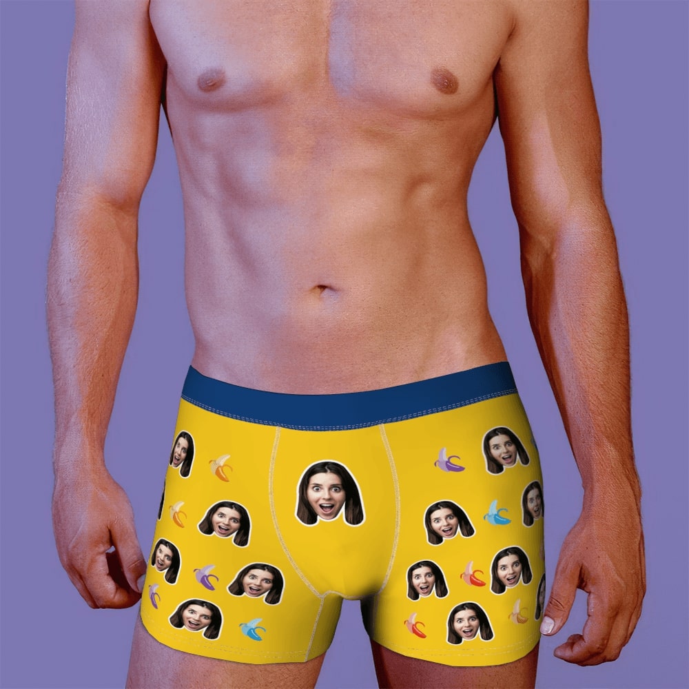Men's Custom Face Boxer Shorts, Put Face On Underwear-Banana