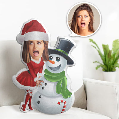 Custom Face Pillow Personalized Photo Pillow Snowman Christmas Dress MiniMe Pillow Gifts for Christmas - auphotoblanket