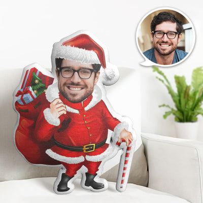 Custom Face Pillow Personalized Photo Pillow Crutches Santa Claus MiniMe Pillow Gifts for Christmas - auphotoblanket