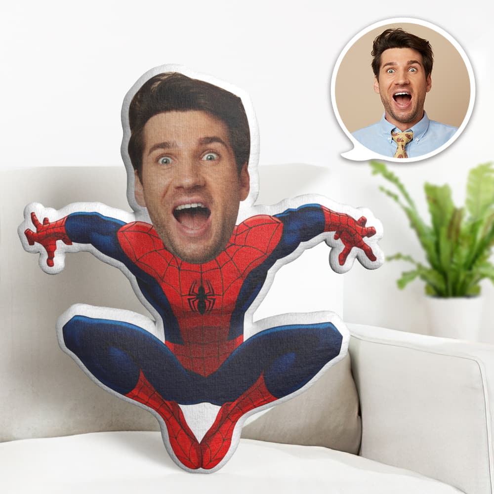 Custom Face Pillow Personalized Photo Pillow Squatting Spiderman MiniMe Pillow Gift For Dad