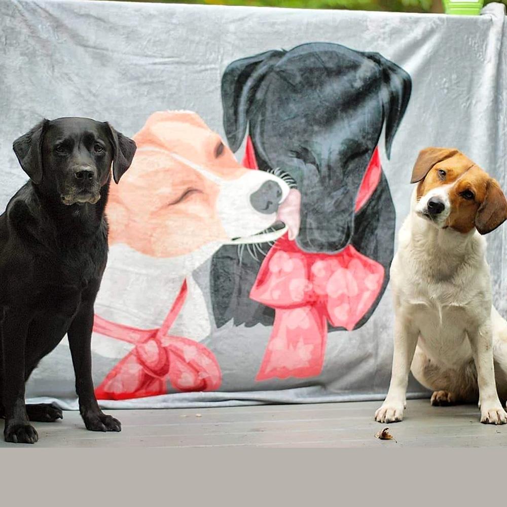 Custom Dog Blankets Personalized Pet Photo Blankets Painted Art Portrait Fleece Blanket Best Gift 2021 Twin Dogs