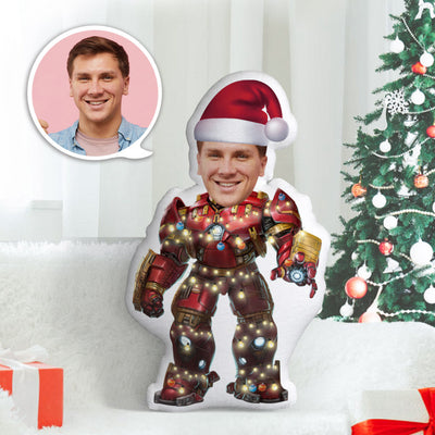 Custom Face Pillow Personalized Photo Pillow Lantern Iron Man MiniMe Pillow Gifts for Chirstmas - auphotoblanket