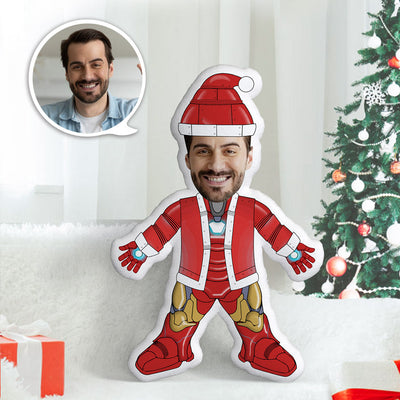Custom Face Pillow Personalized Photo Pillow Christmas Gift Coat Iron Man MiniMe Pillow Gifts for Chirstmas - auphotoblanket