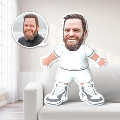 Custom White T-shirt Man MiniMe Pillow Face Pillow Personalized Sports Guy Pillow Custom Pillow Picture Pillow Costume Pillow Doll