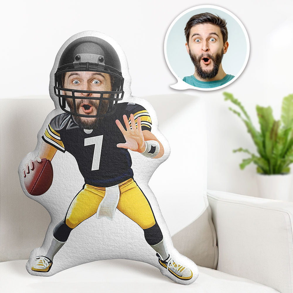 Custom Body Pillow Super Bowl Rugby Passing Personalized Face Throw Pillow Best Gift for Him
