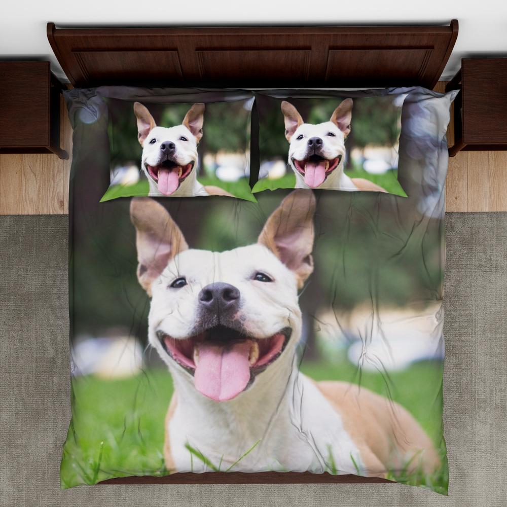 Custom Duvet Cover Bedding Sheets Personalized Photo Duvet Cover & Pillow Gift for Dog Lover