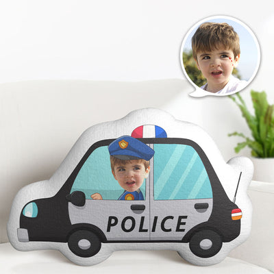 Personalized Face Pillow Police Car Driver Custom Photo Doll MiniMe Pillow Gifts for Kids - mysiliconefoodbag