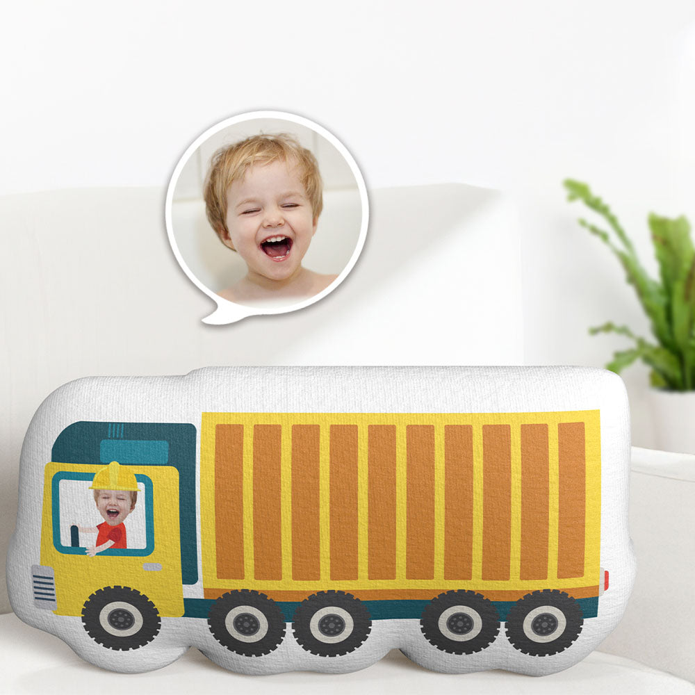 Custom Face Pillow Cargo Truck Driver Personalized Photo Doll MiniMe Pillow Gifts for Kids