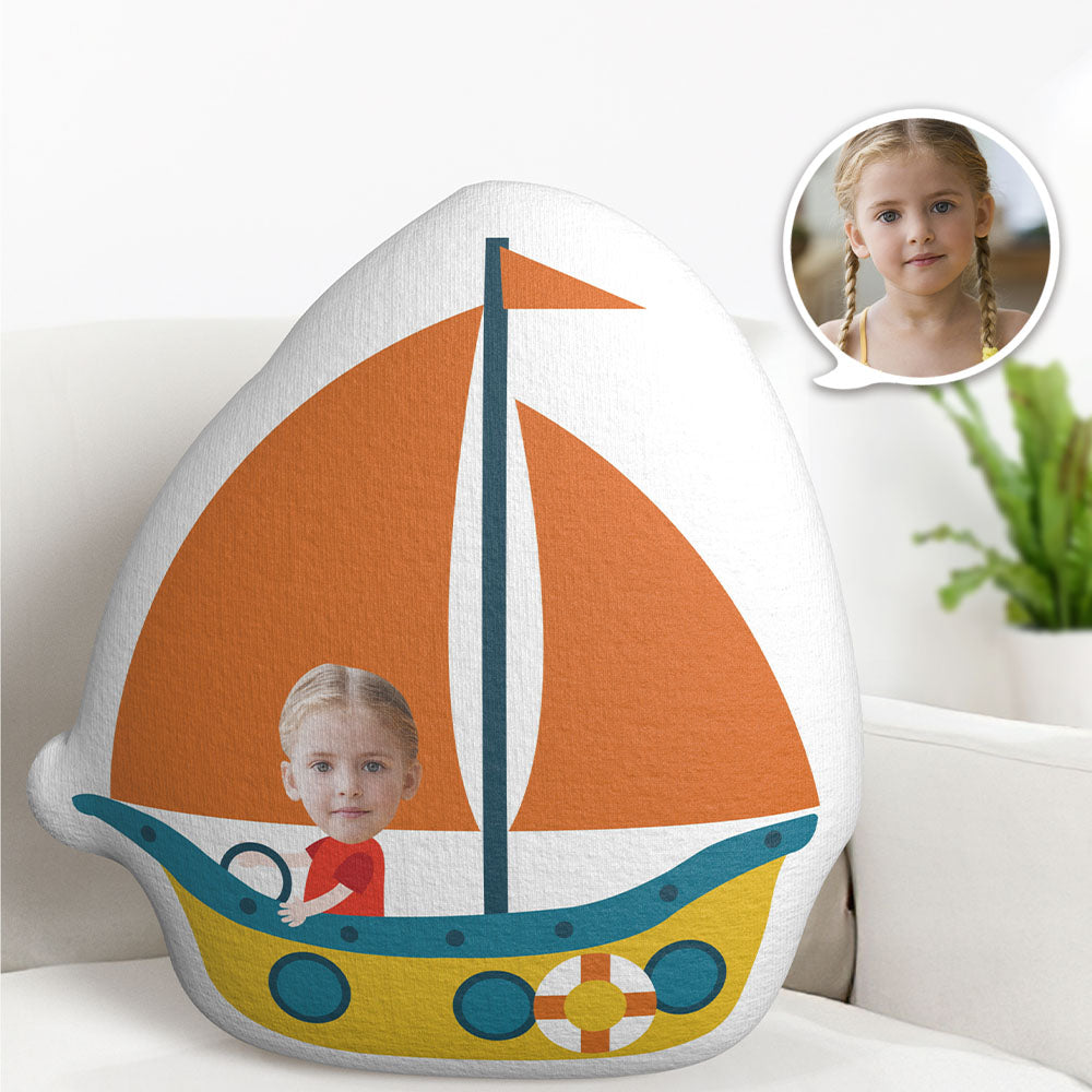 Custom Face Pillow Sailboat Personalized Photo Doll MiniMe Pillow Gifts for Kids