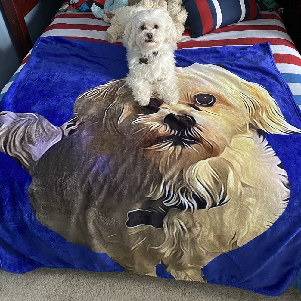 Custom Dog Blankets Personalized Pet Photo Blankets Painted Art Portrait Fleece Blanket Best Gift 2021 Your Beloved Puppy