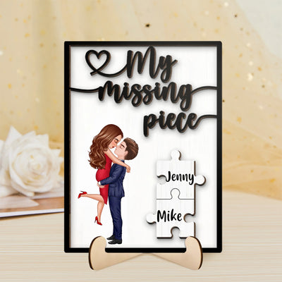 My Missing Piece Valentine's Day Gifts for Her/Him Personalized Wooden Plaque - mysiliconefoodbag