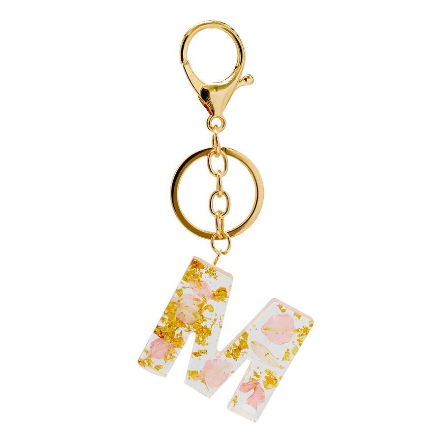 Mother's Day Gift Dry Flower Glue Keyring Letter Keychian For Him or Her Suitable For All Kinds of Occasions