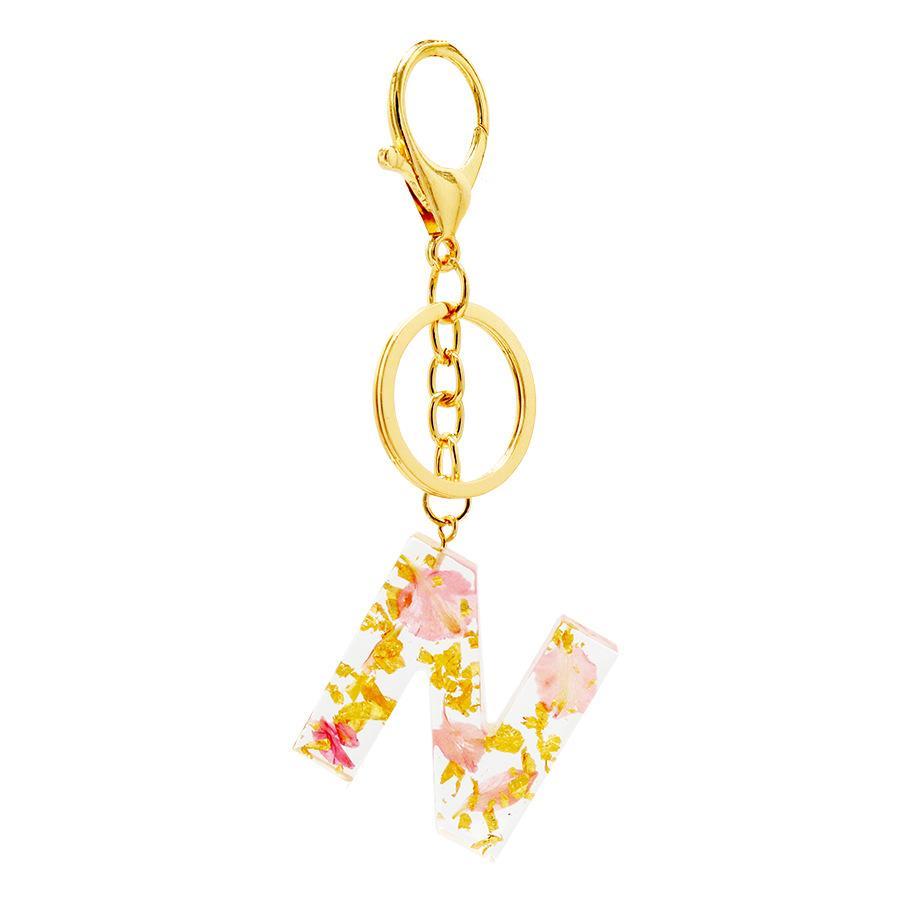 Mother's Day Gift Dry Flower Glue Keyring Letter Keychian For Him or Her Suitable For All Kinds of Occasions