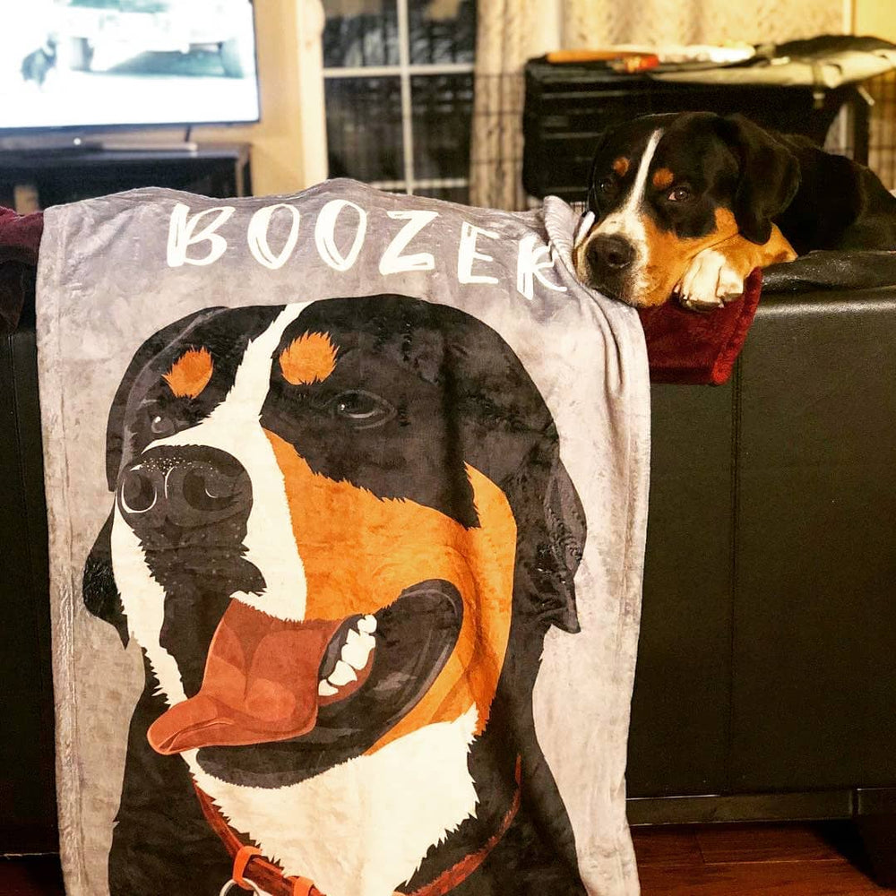 Custom Dog Blankets Personalized Pet Photo Blankets Painted Art Portrait Fleece Blanket Best Gift 2021 Laying on the Sofa