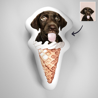 Ice Cream Dog 3D Portrait Personalized Pillow