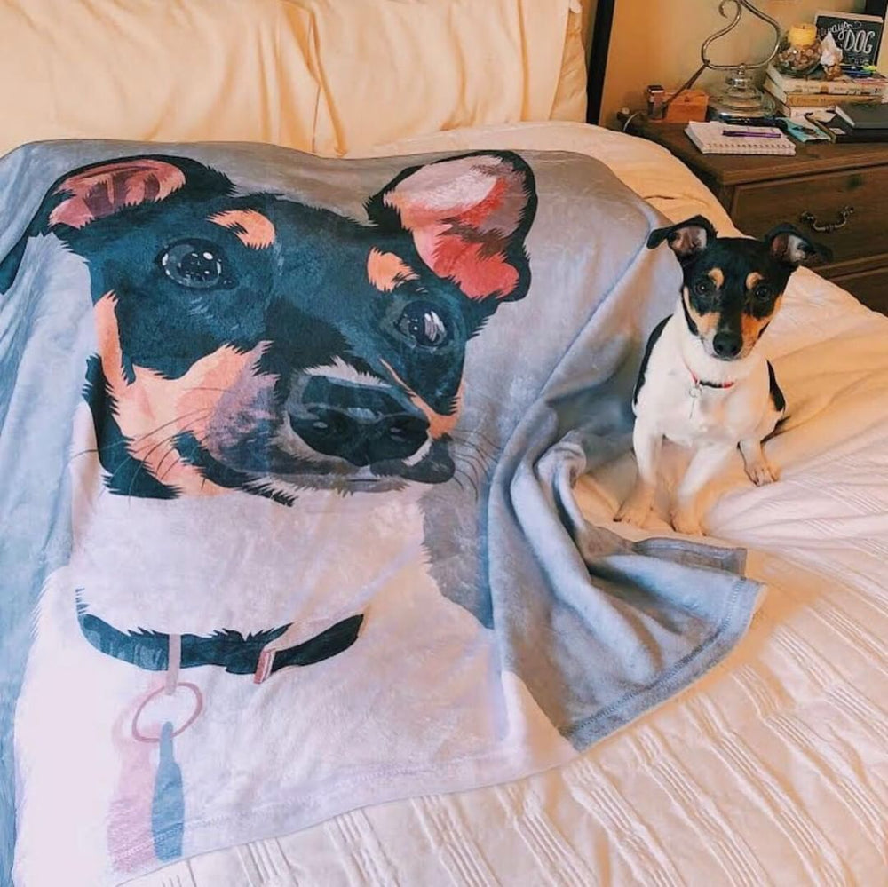 Custom Dog Blankets Personalized Pet Photo Blankets Painted Art Portrait Fleece Blanket Best Gift 2021 Dog Portrait Blanket